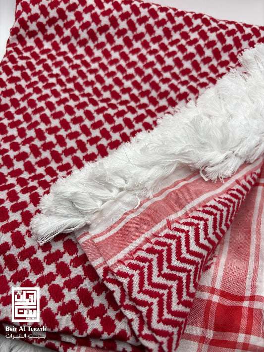 Red and White Shemagh/Hatta – Winter Thick