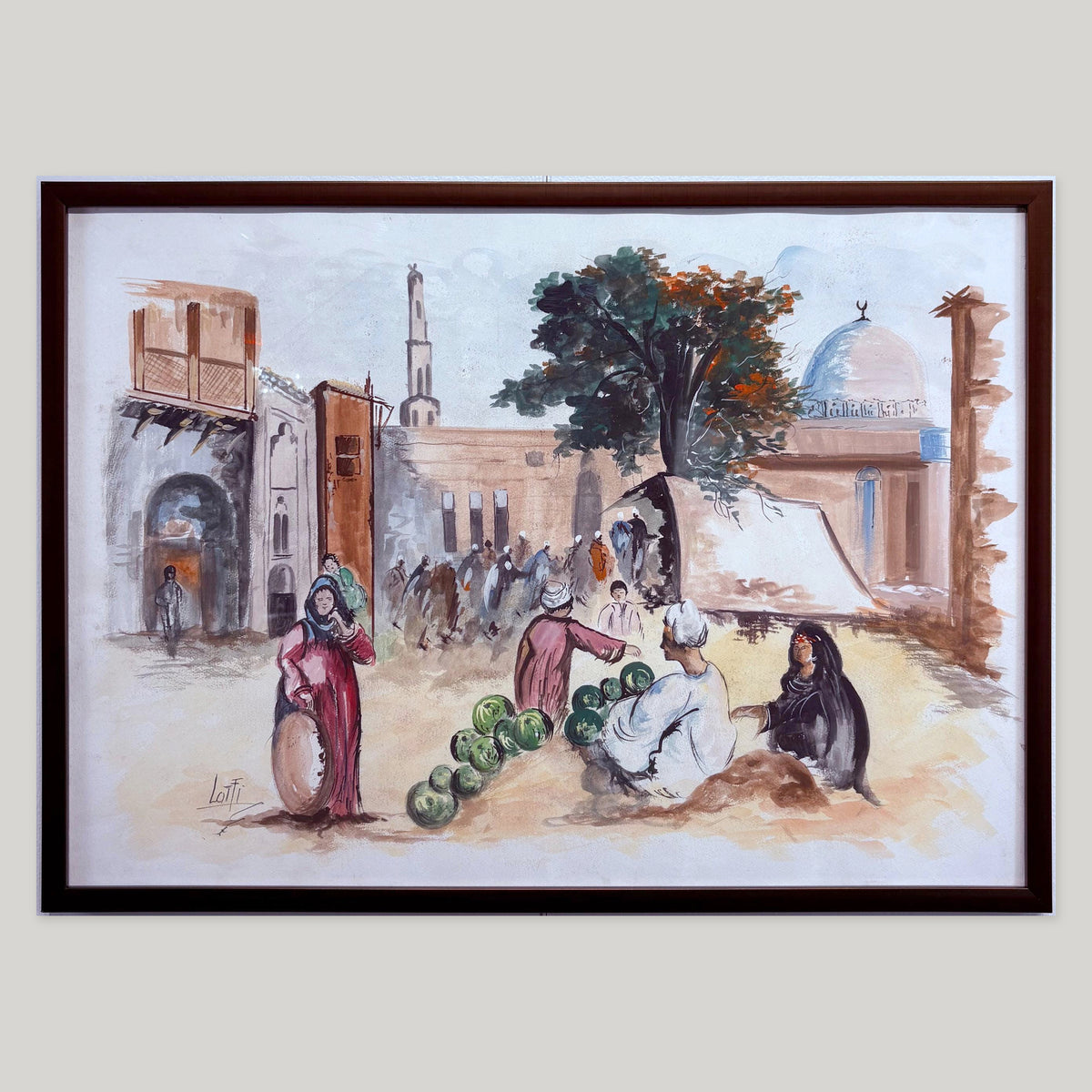 Canvas Poster of a Trader Selling Watermelon by Lotfi