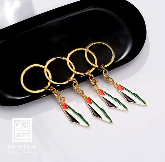 Palestine Map Keychain – Metal Flag Design