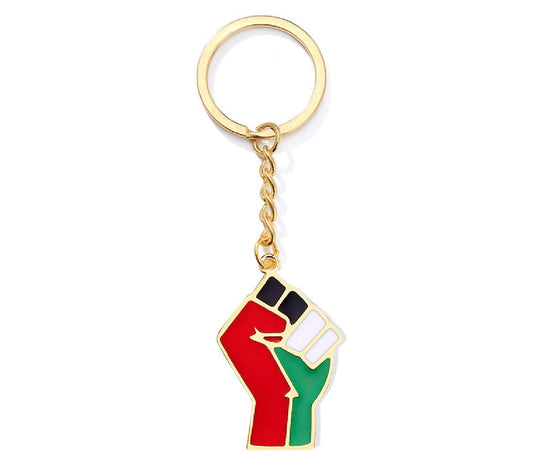 Palestine Flag Fist Keychain – Solidarity Enamel Metal Keyring