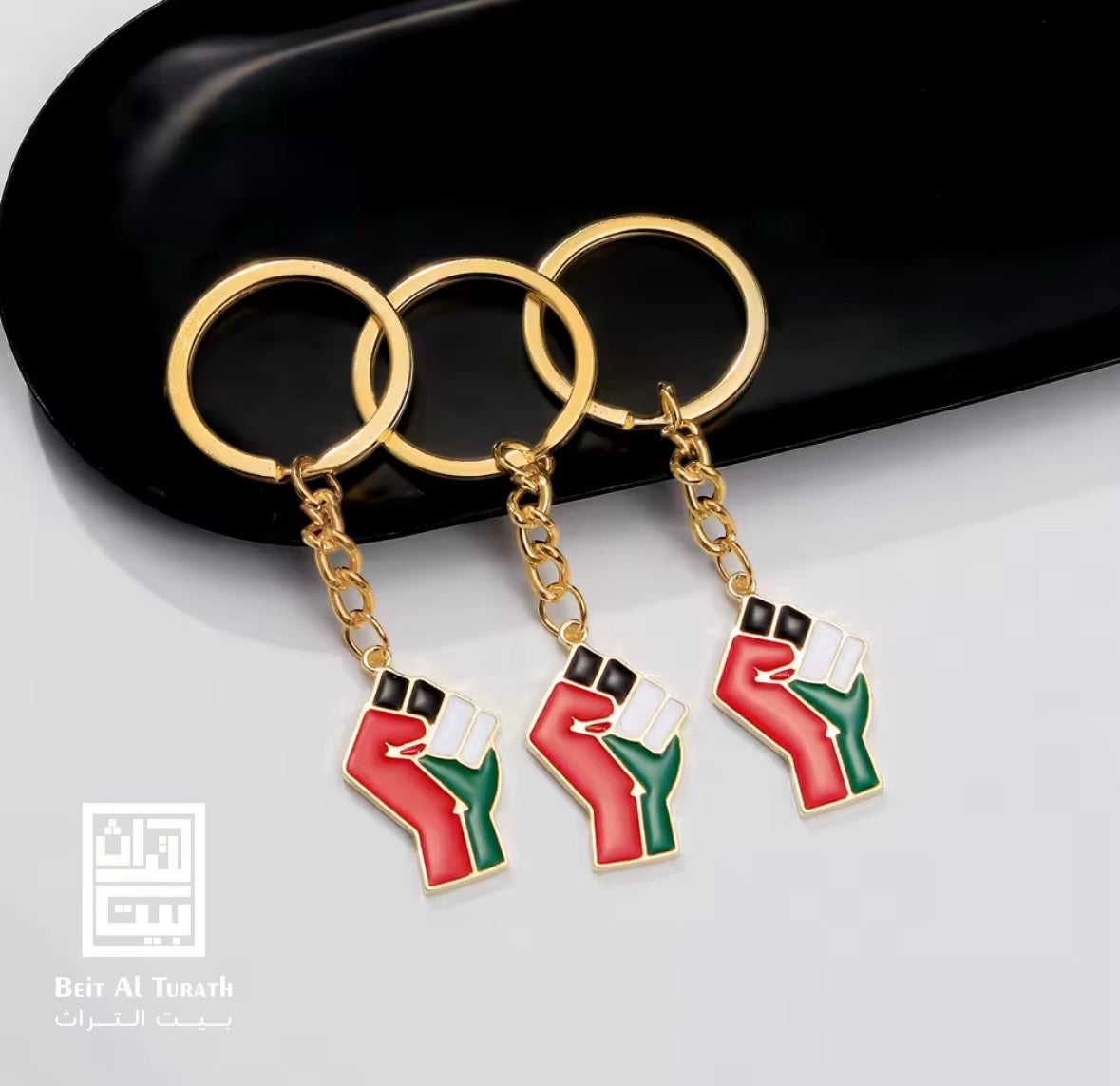 Palestine Flag Fist Keychain – Solidarity Enamel Metal Keyring