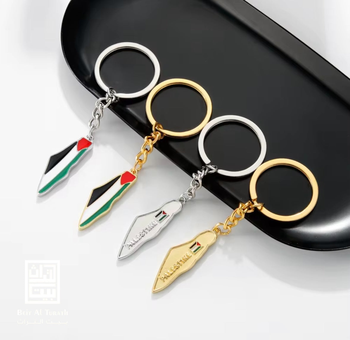 Palestine Map Keychain – Metal Flag Design