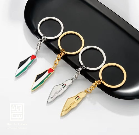Palestine Map Keychain – Metal Flag Design