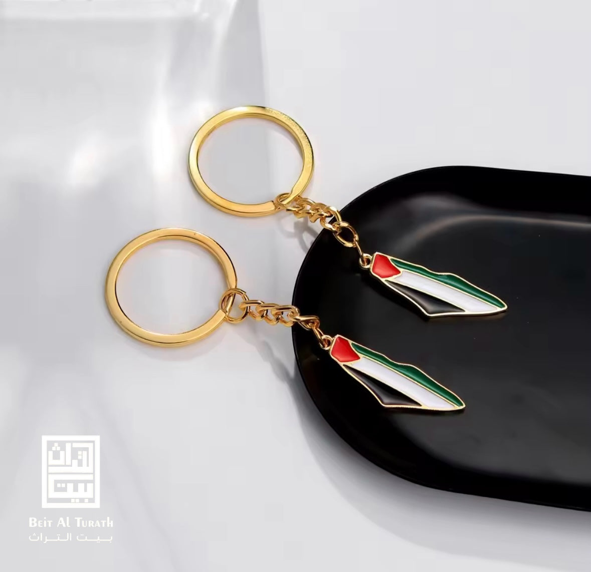 Palestine Map Keychain – Metal Flag Design