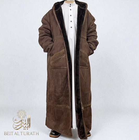 Brown Khaleeji Moroccan Farwa / Winter Coat with Hood