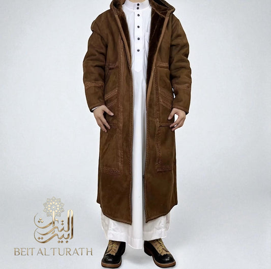 Chestnut Khaleeji Moroccan Farwa / Winter Coat with Hood
