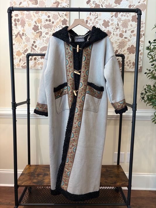 Women's Grey Khaleeji Farwa/Abaya with Hood - Warm Winter Coat