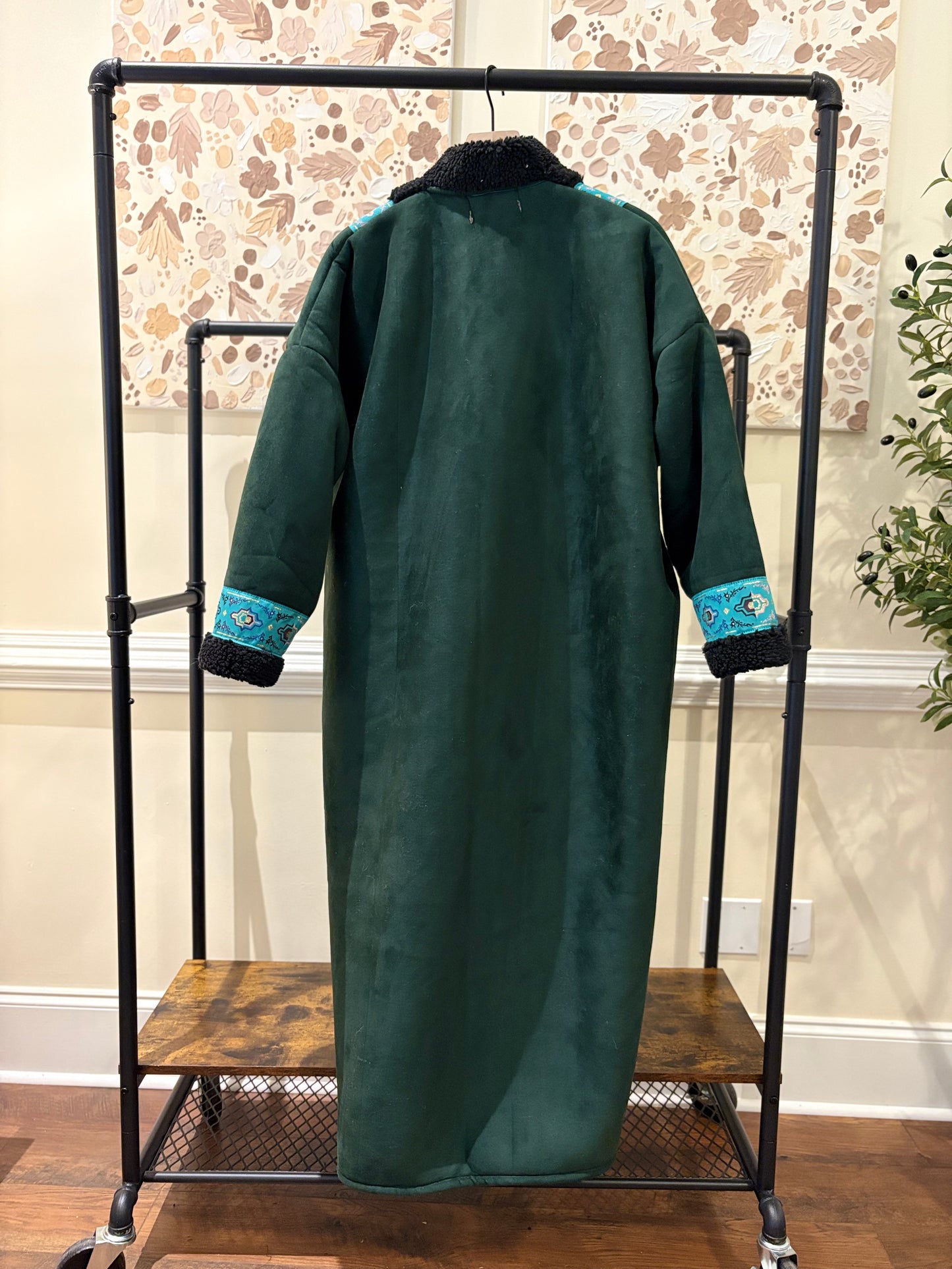 Women's Green Khaleeji Farwa/Abaya - Warm Winter Coat