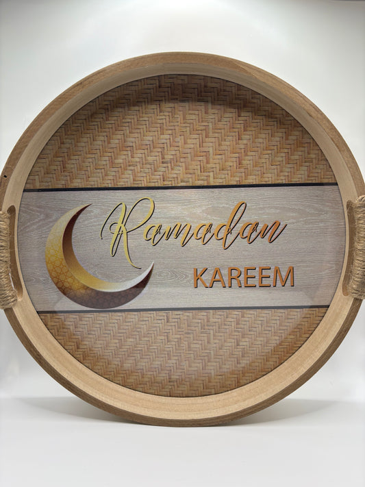 Ramadan Kareem Wooden Serving Trays – Beige or Black