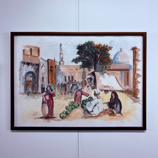 Canvas Poster of a Trader Selling Watermelon by Lotfi