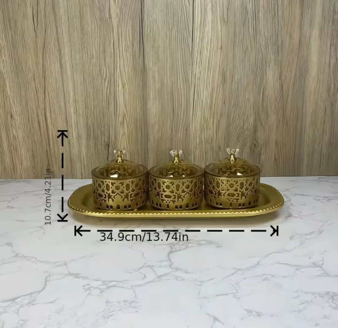 Luxury 3-Piece Arabic Pattern Tray Set