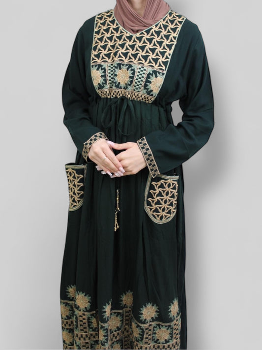 Women's Black Abaya With Pattern