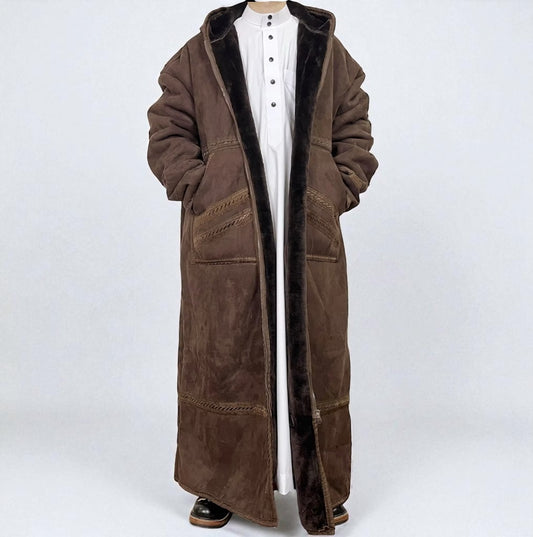 Brown Khaleeji Moroccan Farwa / Winter Coat with Hood