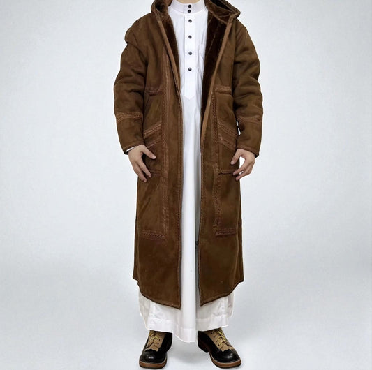 Chestnut Khaleeji Moroccan Farwa / Winter Coat with Hood