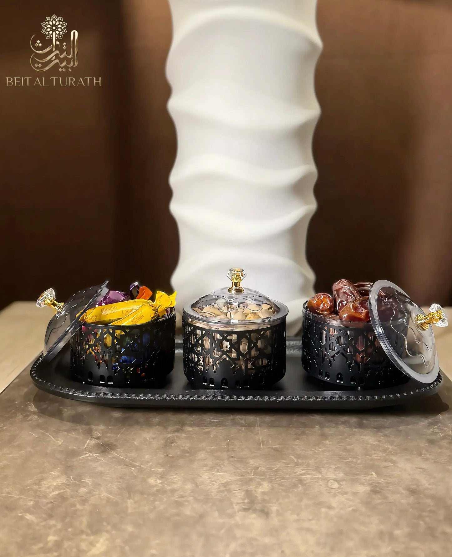 Luxury 3-Piece Arabic Pattern Tray Set