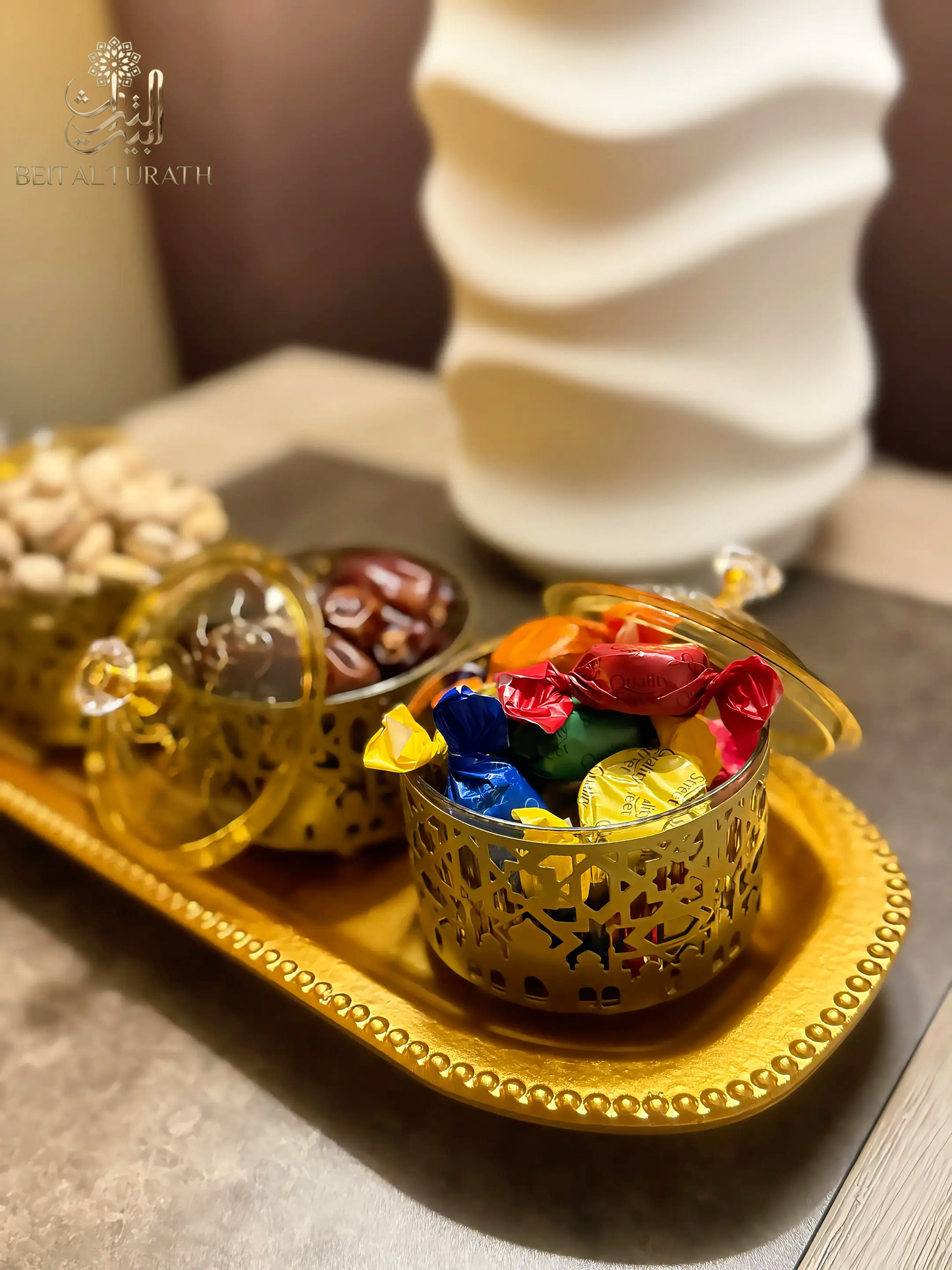 Luxury 3-Piece Arabic Pattern Tray Set