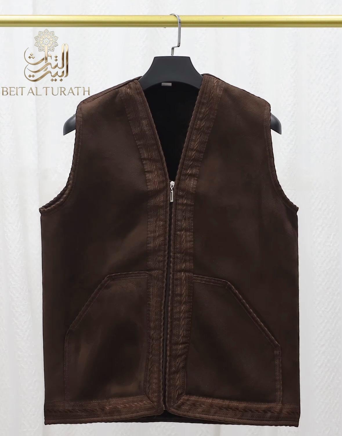 Premium Suede Khaleeji Farwa Vest – Unisex Winter Wear