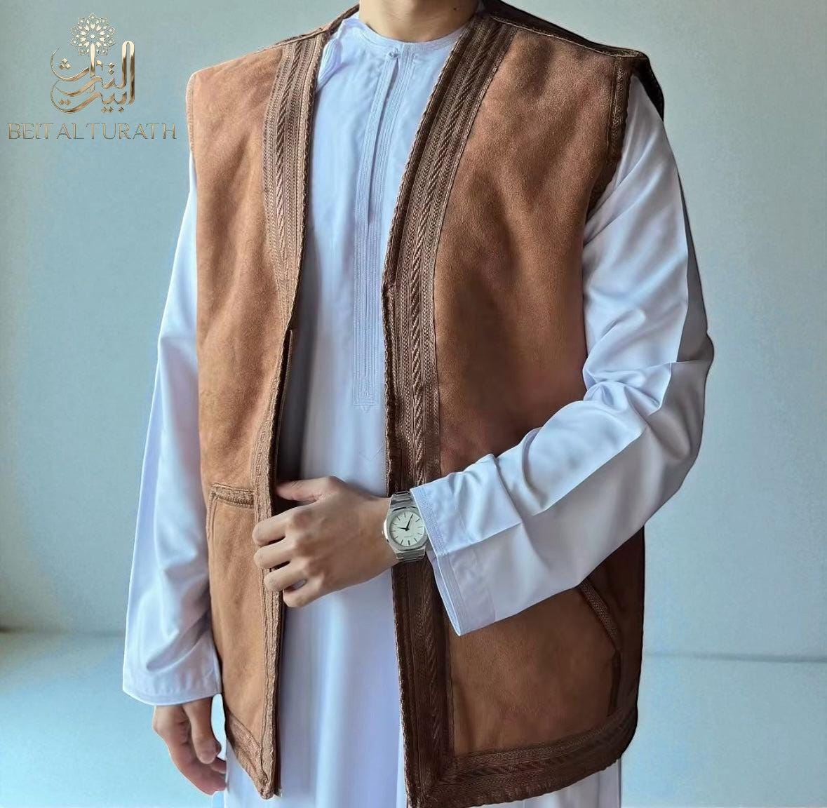 Premium Suede Khaleeji Farwa Vest – Unisex Winter Wear
