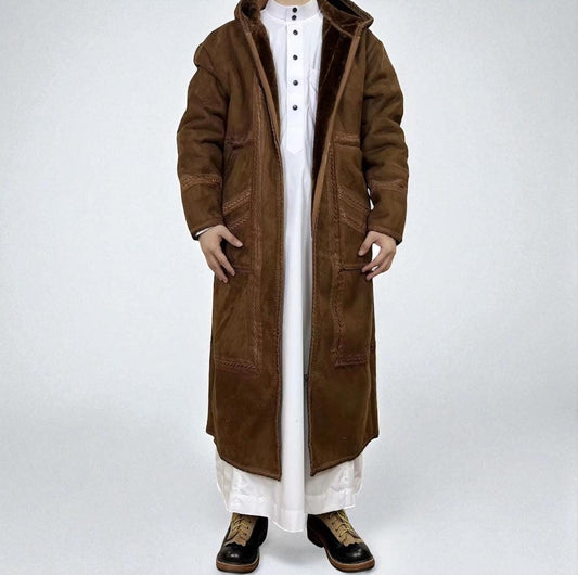 Chestnut Khaleeji Moroccan Farwa / Winter Coat with Hood