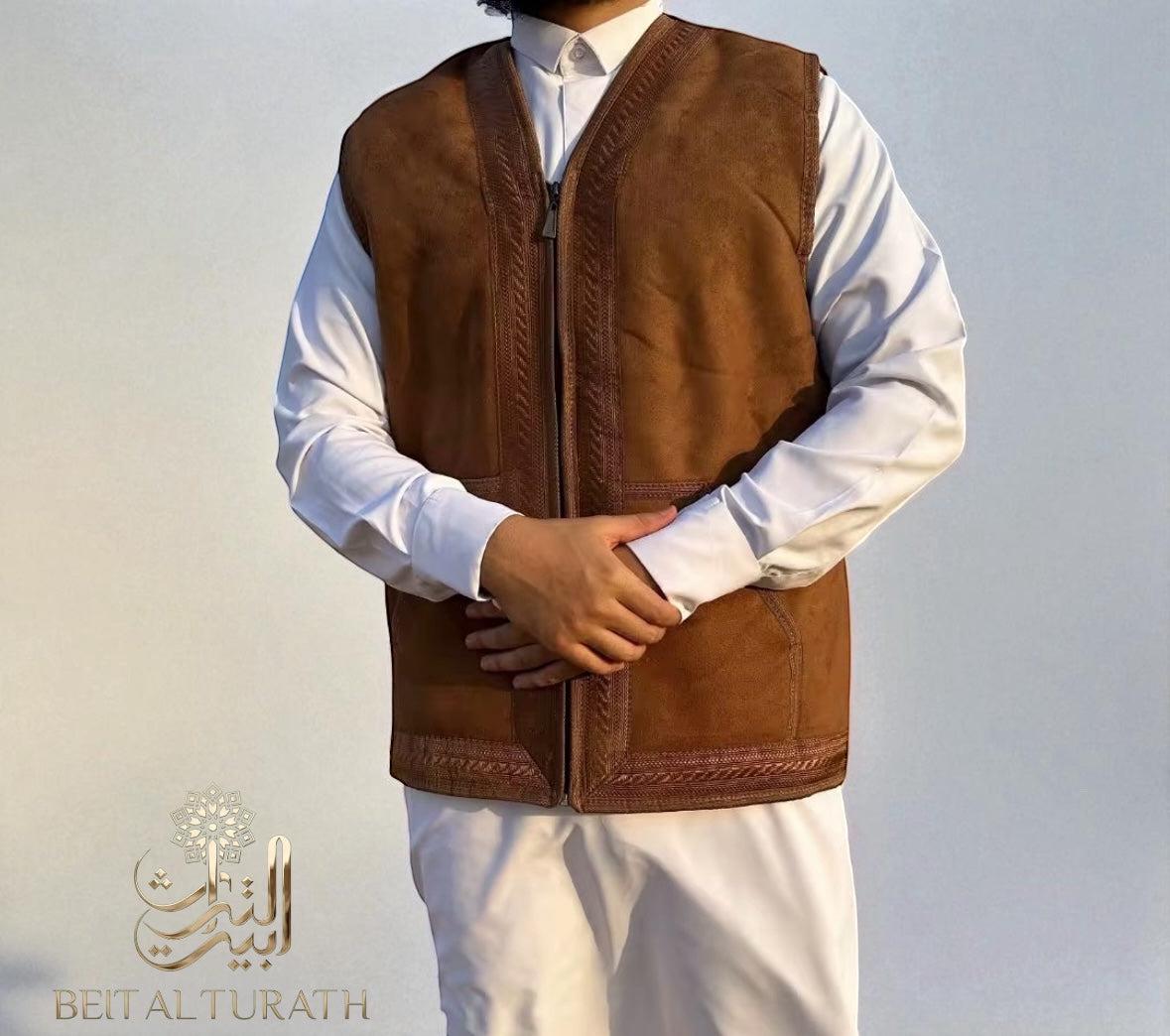 Premium Suede Khaleeji Farwa Vest – Unisex Winter Wear