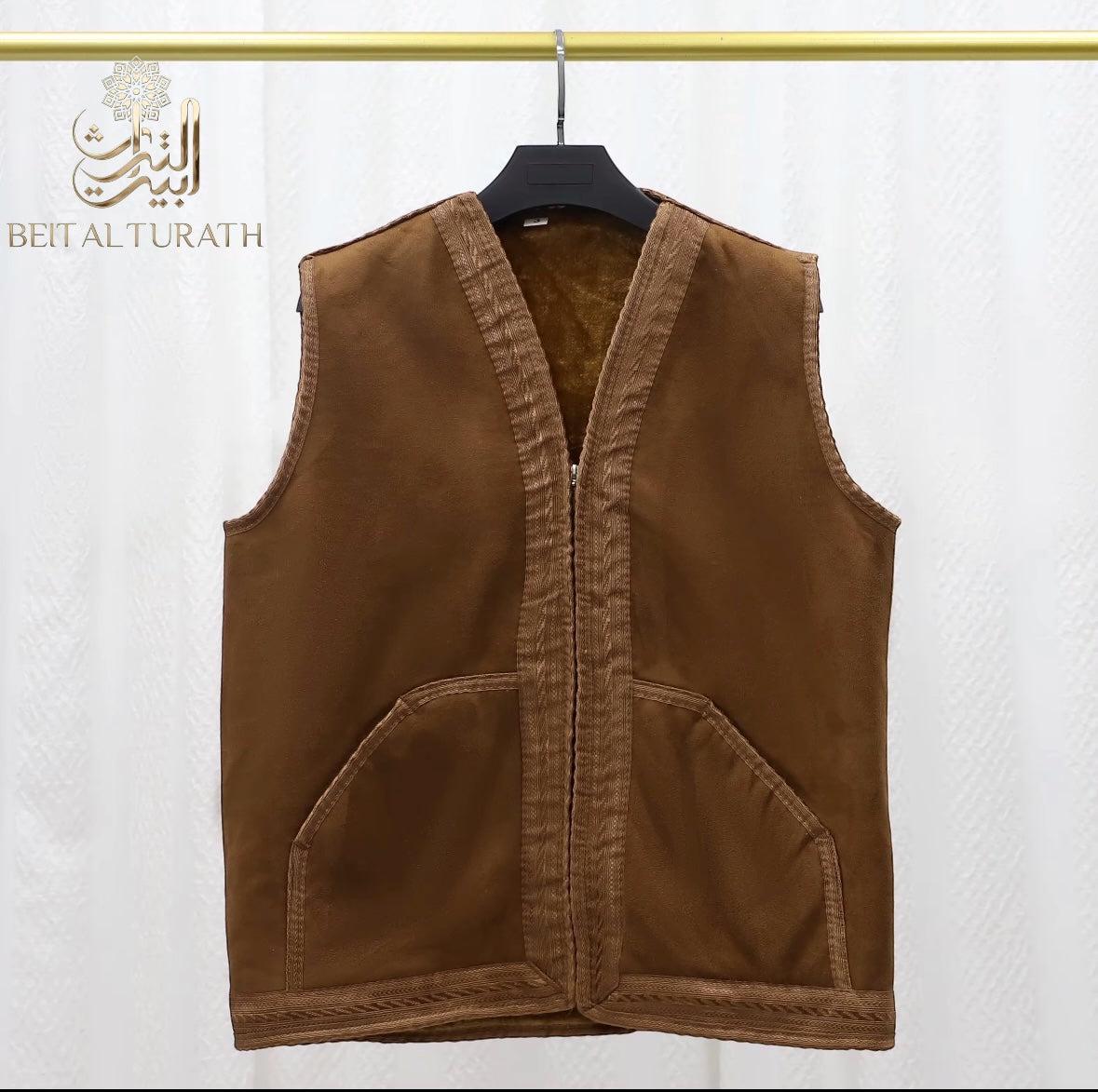 Premium Suede Khaleeji Farwa Vest – Unisex Winter Wear