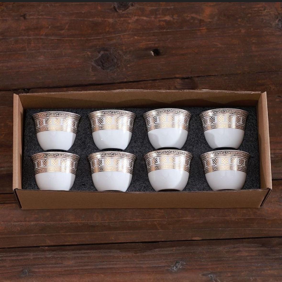 Arabic Ceramic Coffee Cups – Set of 8