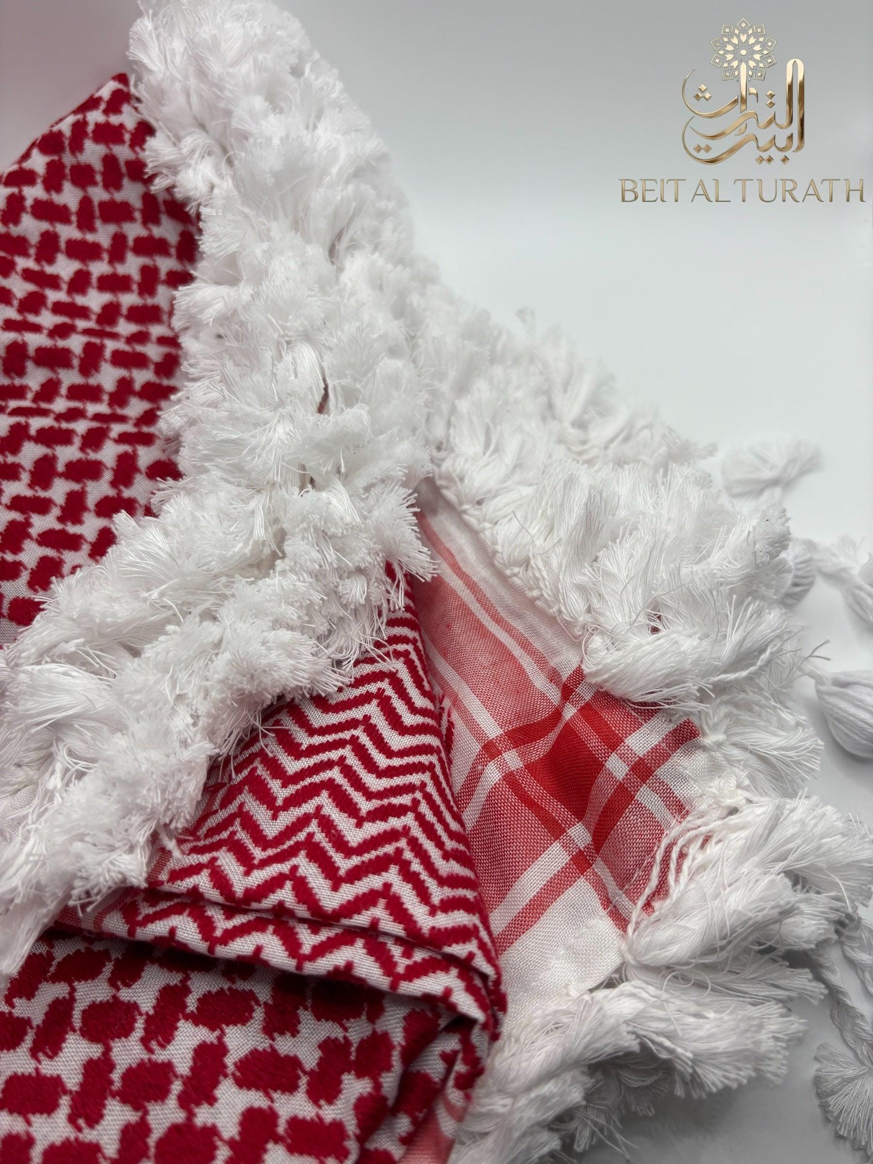 Red and White Kuffiyah – Winter Thick