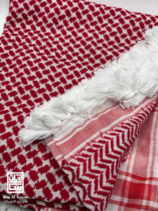 Red and White Kuffiyah – Winter Thick