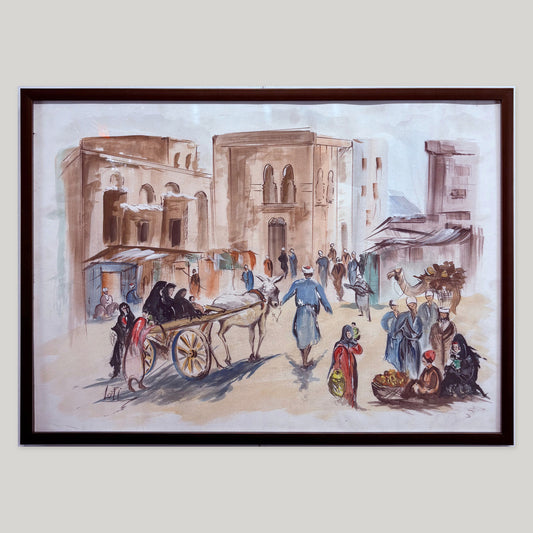 Village Market Canvas Wall Art by Lotfi